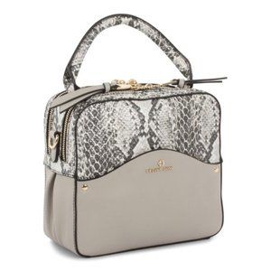 Celine Dion Motif Top Handle Snake Embossed PU